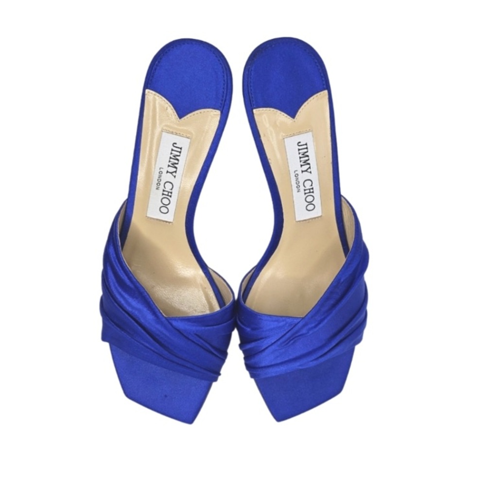 Jimmy Choo Royal Blue Satin Heels - Picture 8 of 11